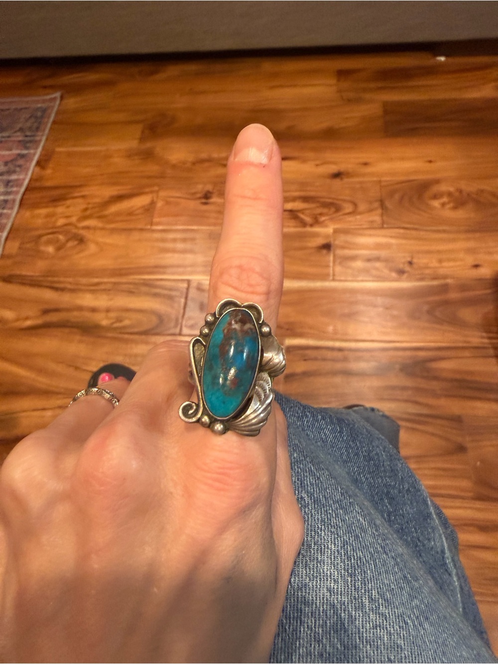 Sterling Silver Turquoise Statement Ring - Blue Stone